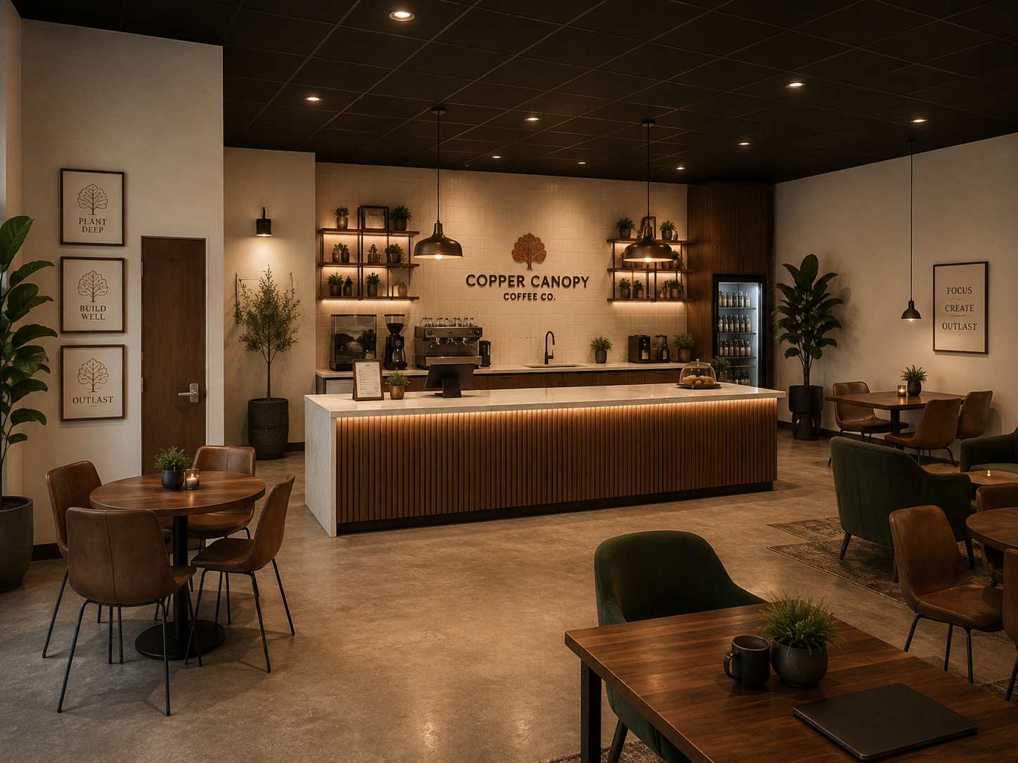 Copper Canopy Coffee Co. — café and coffee bar in warm dark wood